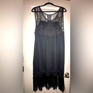 Black Flapper fringe dress 1x 16/18